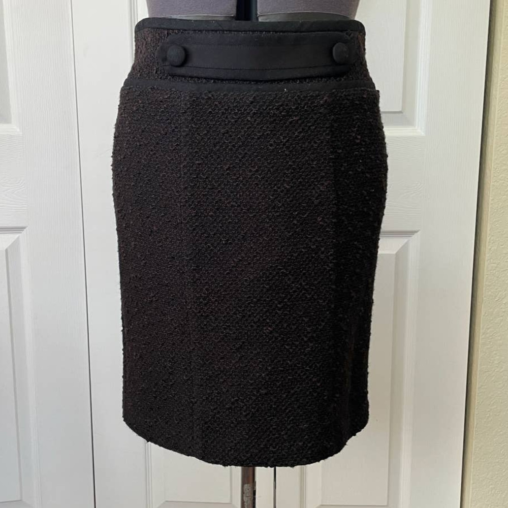 Nanette Lepore Wool Blend Brown and Black Tweed Pencil Skirt • Size 4 🗣